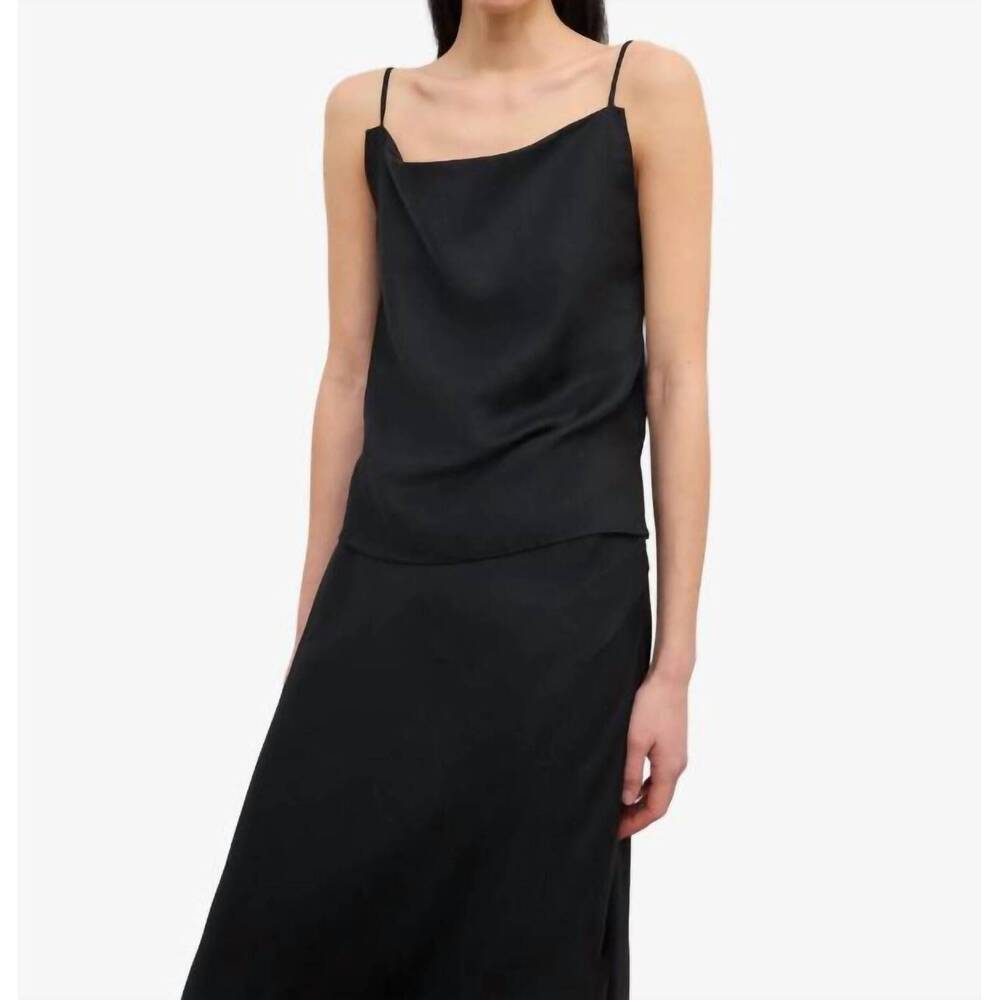 NEW HOUSE OF DAGMAR waterfall spaghetti-strap top in black